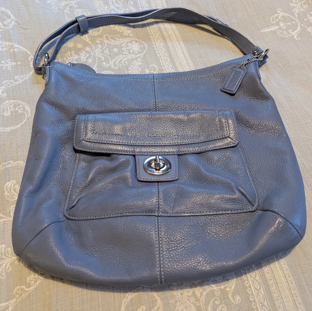 Coach hobo bag  blue pebble leather with tag